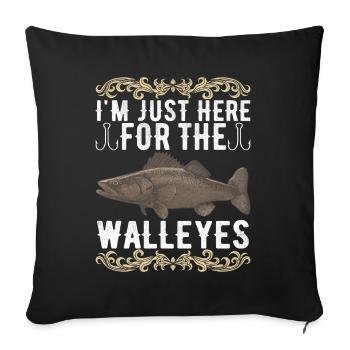 Pêcheurs à la ligne de pêche au doré jaune - Housse de coussin décorative 45 x 45 cm - noir - Devant