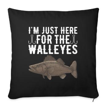 Pêcheurs à la ligne de pêche au doré jaune - Housse de coussin décorative 45 x 45 cm - noir - Devant