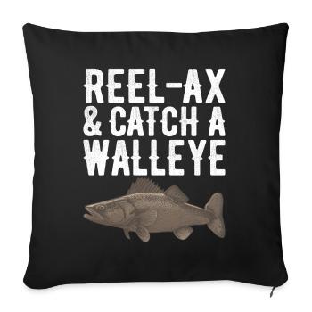 Pêcheurs à la ligne de pêche au doré jaune - Housse de coussin décorative 45 x 45 cm - noir - Devant