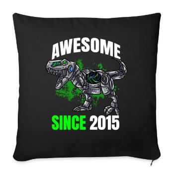 Génial depuis 2015 - 8ème anniversaire de dinosaure - Housse de coussin décorative 45 x 45 cm - noir - Devant