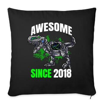 Génial depuis 2018 - 5ème anniversaire de dinosaure - Housse de coussin décorative 45 x 45 cm - noir - Devant