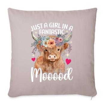 Vache des Highlands Hochlandkuh - Housse de coussin décorative 45 x 45 cm - taupe clair - Devant