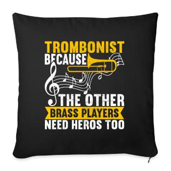 Posaune Trombone - Housse de coussin décorative 45 x 45 cm - noir - Devant
