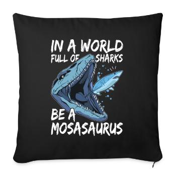 Mosasaurus Dinosaurier - Sofakissenbezug 45 x 45 cm - Schwarz - Vorne