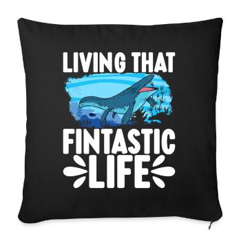Dinosaure mosasaure - Housse de coussin décorative 45 x 45 cm - noir - Devant