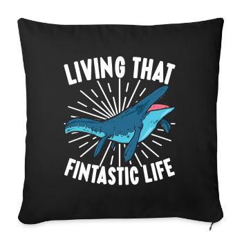 Mosasaurus Dinosaurier - Sofakissenbezug 45 x 45 cm - Schwarz - Vorne