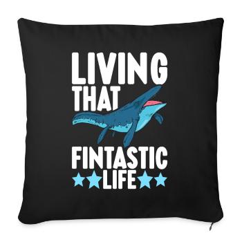 Mosasaurus Dinosaurier - Sofakissenbezug 45 x 45 cm - Schwarz - Vorne