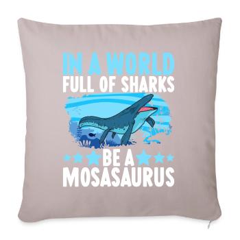 Mosasaurus Dinosaurier - Sofakissenbezug 45 x 45 cm - helles Taupe - Vorne