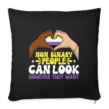 Non Binary Pride Genderqueer - Sofakissenbezug 45 x 45 cm - Schwarz - Vorne