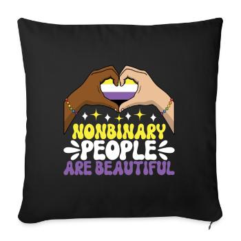 Non Binary Pride Genderqueer - Sofa pillowcase 17,3'' x 17,3'' (45 x 45 cm) - black - Front