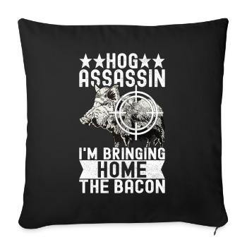 Chasseurs Chasse au sanglier - Housse de coussin décorative 45 x 45 cm - noir - Devant