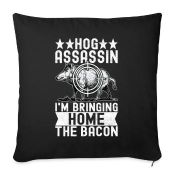 Chasseurs Chasse au sanglier - Housse de coussin décorative 45 x 45 cm - noir - Devant