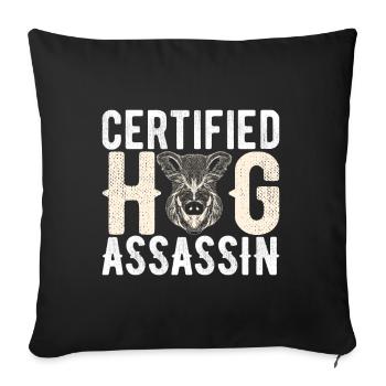 Chasseurs Chasse au sanglier - Housse de coussin décorative 45 x 45 cm - noir - Devant