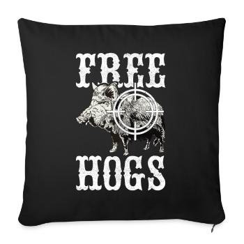Chasseurs Chasse au sanglier - Housse de coussin décorative 45 x 45 cm - noir - Devant