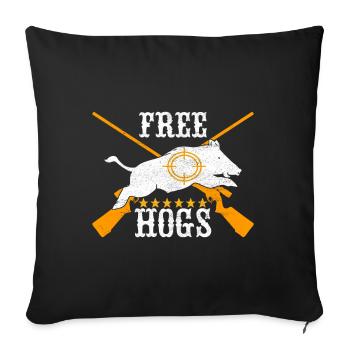 Chasseurs Chasse au sanglier - Housse de coussin décorative 45 x 45 cm - noir - Devant