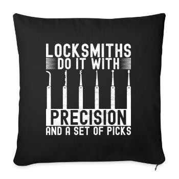 Schlüsseldienst Serrurier Dietrich - Housse de coussin décorative 45 x 45 cm - noir - Devant