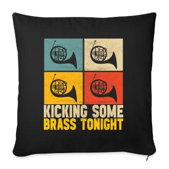 Horn Brass Instrument - Sofa pillowcase 17,3'' x 17,3'' (45 x 45 cm) - black - Front