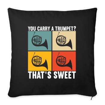 Horn Brass Instrument - Sofa pillowcase 17,3'' x 17,3'' (45 x 45 cm) - black - Front