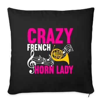 Horn Brass Instrument - Sofa pillowcase 17,3'' x 17,3'' (45 x 45 cm) - black - Front