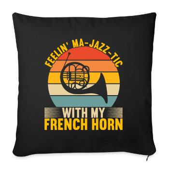 Horn Blechblasinstrument - Sofakissenbezug 45 x 45 cm - Schwarz - Vorne
