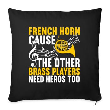 Horn Brass Instrument - Sofa pillowcase 17,3'' x 17,3'' (45 x 45 cm) - black - Front