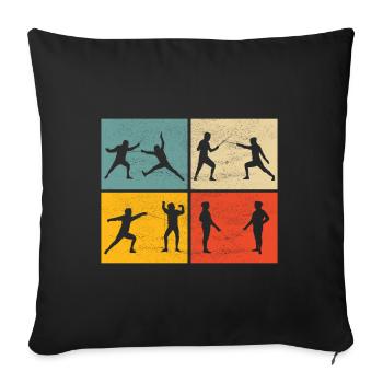 Fechten Fechtsport - Sofakissenbezug 45 x 45 cm - Schwarz - Vorne