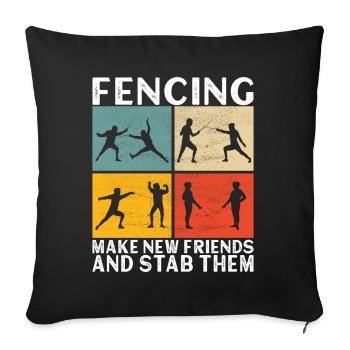 Fechten Fechtsport - Sofakissenbezug 45 x 45 cm - Schwarz - Vorne