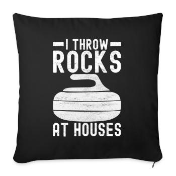 Curling Curling players - Sofa pillowcase 17,3'' x 17,3'' (45 x 45 cm) - black - Front