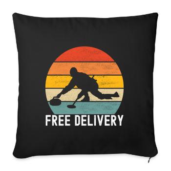 Curling Curling players - Sofa pillowcase 17,3'' x 17,3'' (45 x 45 cm) - black - Front