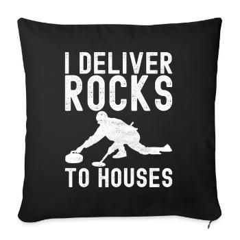 Curling Curling players - Sofa pillowcase 17,3'' x 17,3'' (45 x 45 cm) - black - Front