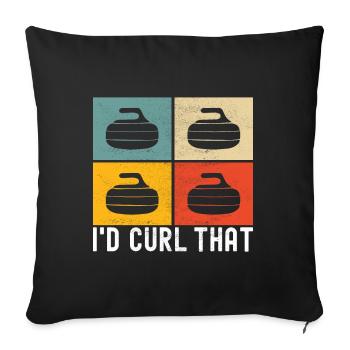 Curling Curling players - Sofa pillowcase 17,3'' x 17,3'' (45 x 45 cm) - black - Front