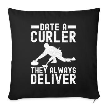 Curling Curling players - Sofa pillowcase 17,3'' x 17,3'' (45 x 45 cm) - black - Front