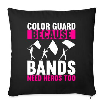 Drapeau agitant la fanfare garde de couleur - Housse de coussin décorative 45 x 45 cm - noir - Devant