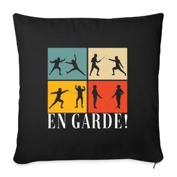 Fechten Fechtsport - Sofakissenbezug 45 x 45 cm - Schwarz - Vorne