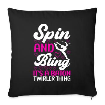 Majorette Gymnastics Majorettes Baton Twirling - Sofa pillowcase 17,3'' x 17,3'' (45 x 45 cm) - black - Front