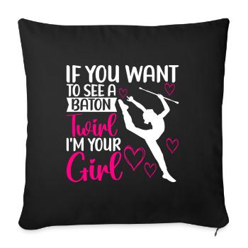Majorette Gymnastics Majorettes Baton Twirling - Sofa pillowcase 17,3'' x 17,3'' (45 x 45 cm) - black - Front