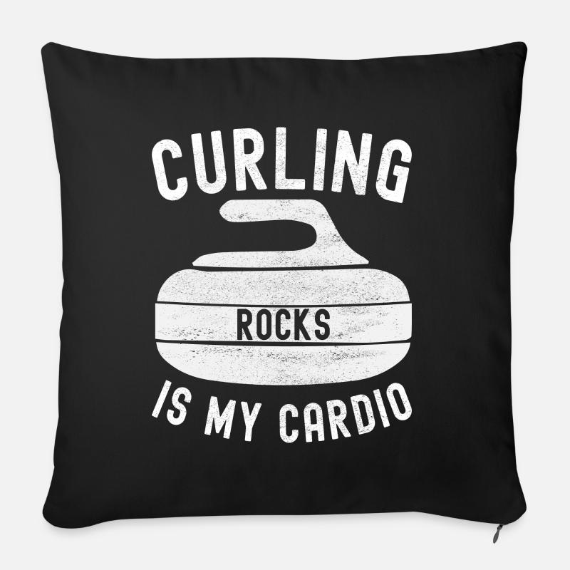 Joueurs de curling - Housse de coussin décorative 45 x 45 cm - noir