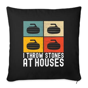 Curling Curling Players - Sofa pillowcase 17,3'' x 17,3'' (45 x 45 cm) - black - Front