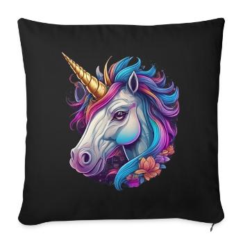 Unicorn Head - Sofa pillowcase 17,3'' x 17,3'' (45 x 45 cm) - black - Front