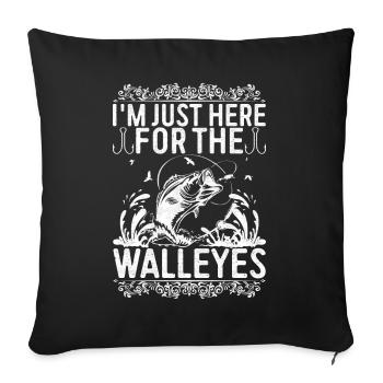 Walleye Fishing Angler - Sofa pillowcase 17,3'' x 17,3'' (45 x 45 cm) - black - Front
