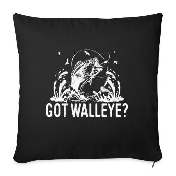 Walleye Fishing Angler - Sofa pillowcase 17,3'' x 17,3'' (45 x 45 cm) - black - Front
