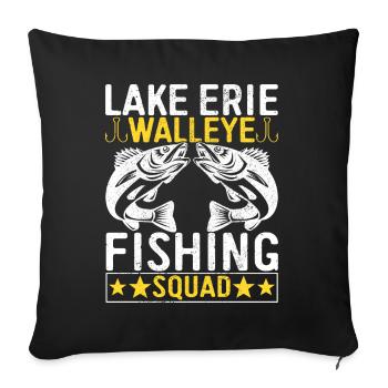 Walleye Fishing Angler - Sofa pillowcase 17,3'' x 17,3'' (45 x 45 cm) - black - Front