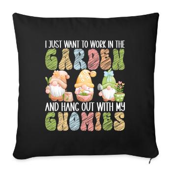 Nains de jardin Jardinage - Housse de coussin décorative 45 x 45 cm - noir - Devant