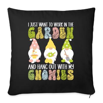 Nains de jardin Jardinage - Housse de coussin décorative 45 x 45 cm - noir - Devant