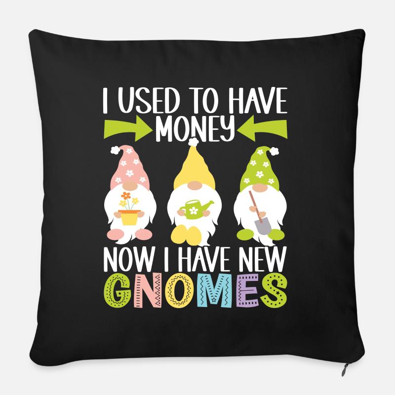 Nains de jardin Jardinage - Housse de coussin décorative 45 x 45 cm - noir