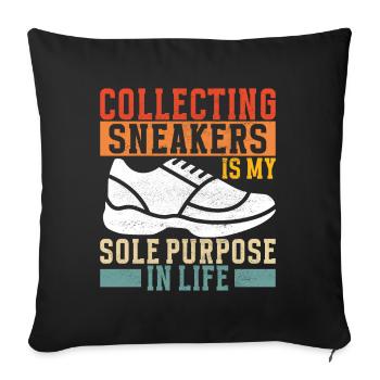 Sneakerhead Collectionneur de baskets - Housse de coussin décorative 45 x 45 cm - noir - Devant