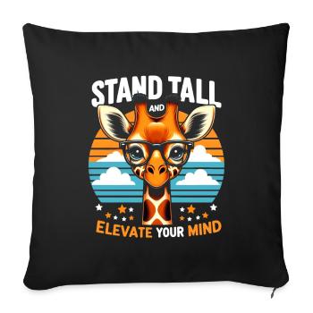 Smart Giraffe Stand tall & Elevate Your Mind - Sofa pillowcase 17,3'' x 17,3'' (45 x 45 cm) - black - Front