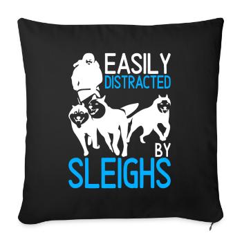 Traîneau Chiens de traîneau - Housse de coussin décorative 45 x 45 cm - noir - Devant