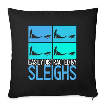 Traîneau Chiens de traîneau - Housse de coussin décorative 45 x 45 cm - noir - Devant