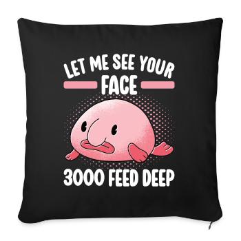 Poisson blob mignon poisson laid - Housse de coussin décorative 45 x 45 cm - noir - Devant